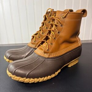 LL Bean Boots 6 Inch Womens Tan Brown Leather Duck Boots G M Size 11 Medium